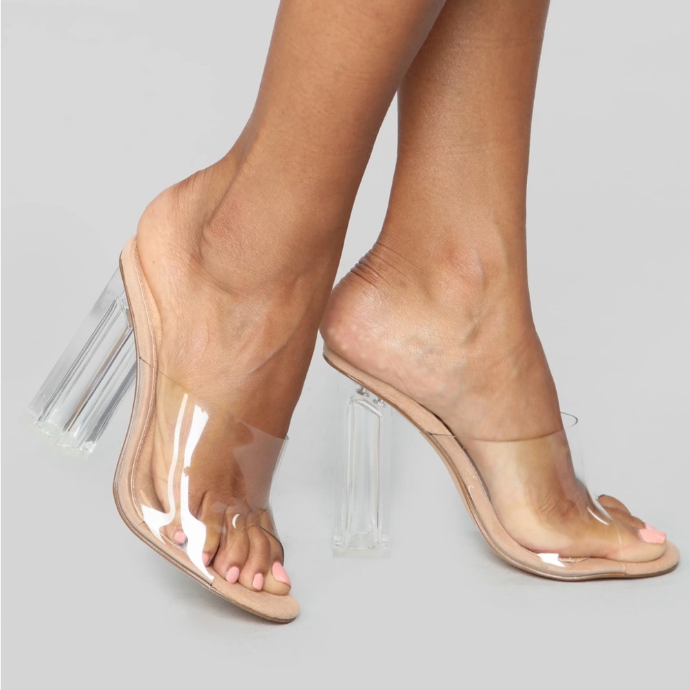 Clear/ nude heels